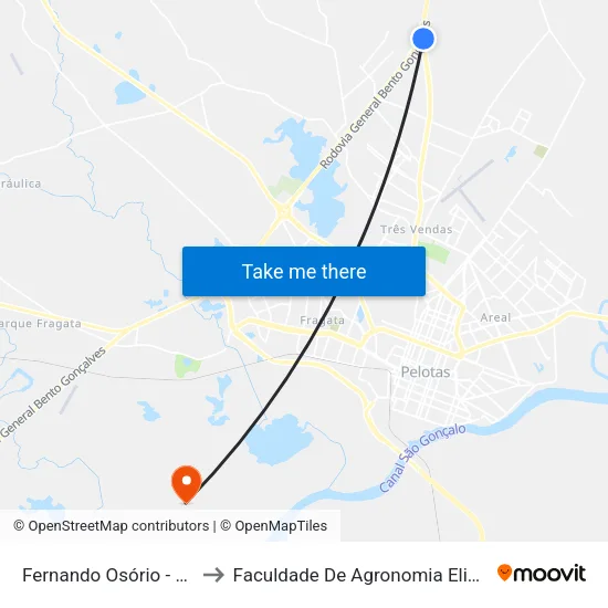 Fernando Osório - Posto Paulo Moreira to Faculdade De Agronomia Eliseu Maciel - Faem - Prédio 02 map
