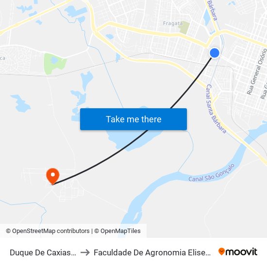 Duque De Caxias - Escola Feinet to Faculdade De Agronomia Eliseu Maciel - Faem - Prédio 02 map