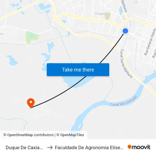 Duque De Caxias - Escola Feinet to Faculdade De Agronomia Eliseu Maciel - Faem - Prédio 02 map