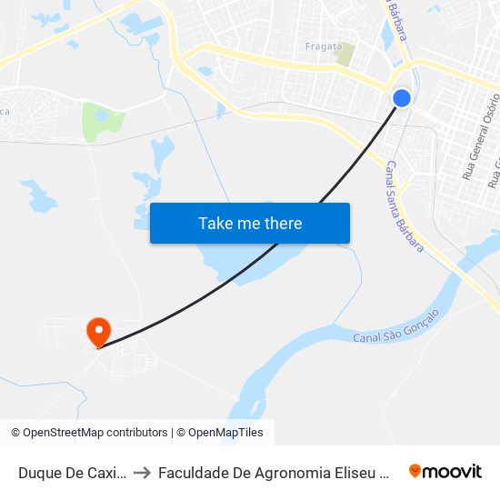 Duque De Caxias - Laneira to Faculdade De Agronomia Eliseu Maciel - Faem - Prédio 02 map