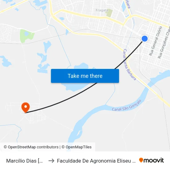 Marcílio Dias [Metropolitano] to Faculdade De Agronomia Eliseu Maciel - Faem - Prédio 02 map