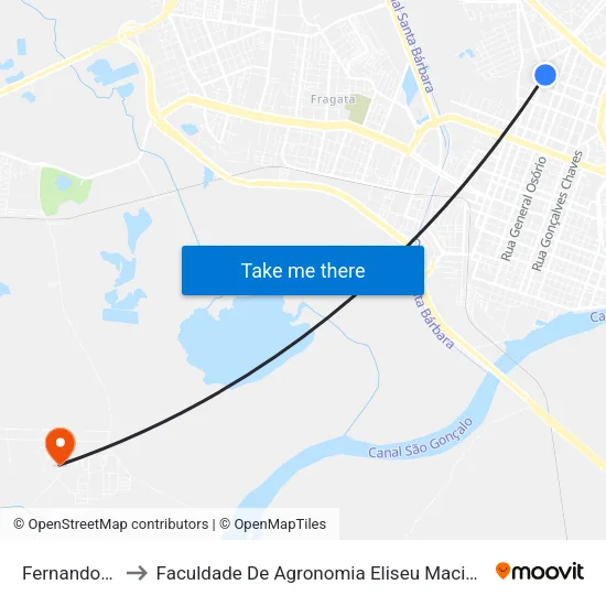 Fernando Osório to Faculdade De Agronomia Eliseu Maciel - Faem - Prédio 02 map