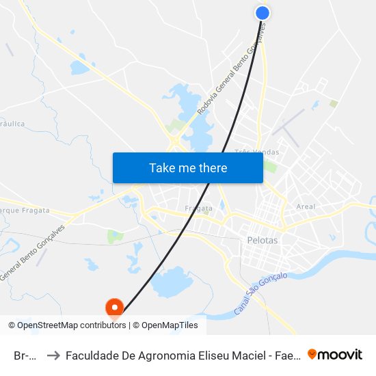 Br-116 to Faculdade De Agronomia Eliseu Maciel - Faem - Prédio 02 map