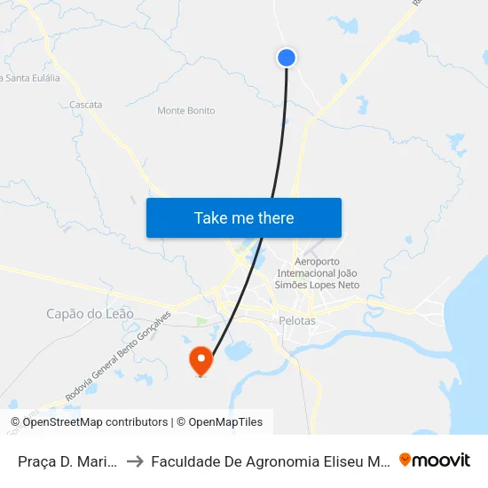Praça D. Maria Joaquina to Faculdade De Agronomia Eliseu Maciel - Faem - Prédio 02 map