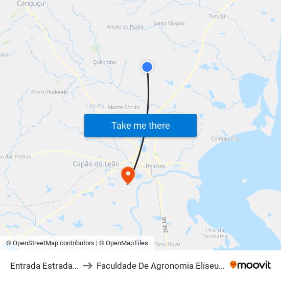 Entrada Estrada Do Corrientes to Faculdade De Agronomia Eliseu Maciel - Faem - Prédio 02 map
