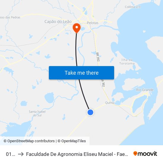 0113 to Faculdade De Agronomia Eliseu Maciel - Faem - Prédio 02 map