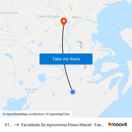 0117 to Faculdade De Agronomia Eliseu Maciel - Faem - Prédio 02 map