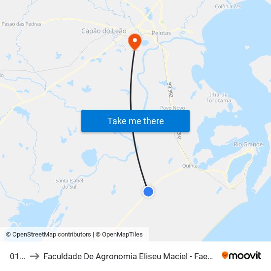 0120 to Faculdade De Agronomia Eliseu Maciel - Faem - Prédio 02 map