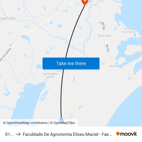 0139 to Faculdade De Agronomia Eliseu Maciel - Faem - Prédio 02 map