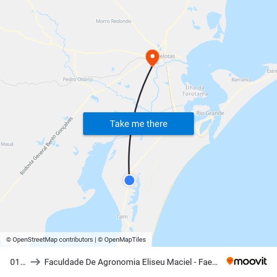 0141 to Faculdade De Agronomia Eliseu Maciel - Faem - Prédio 02 map