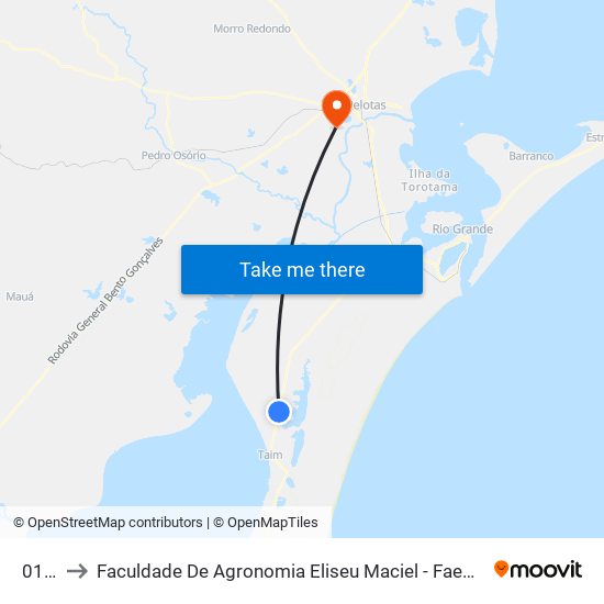 0147 to Faculdade De Agronomia Eliseu Maciel - Faem - Prédio 02 map