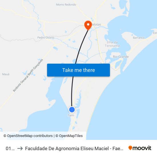 0155 to Faculdade De Agronomia Eliseu Maciel - Faem - Prédio 02 map