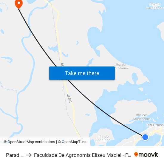 Parada 91 to Faculdade De Agronomia Eliseu Maciel - Faem - Prédio 02 map