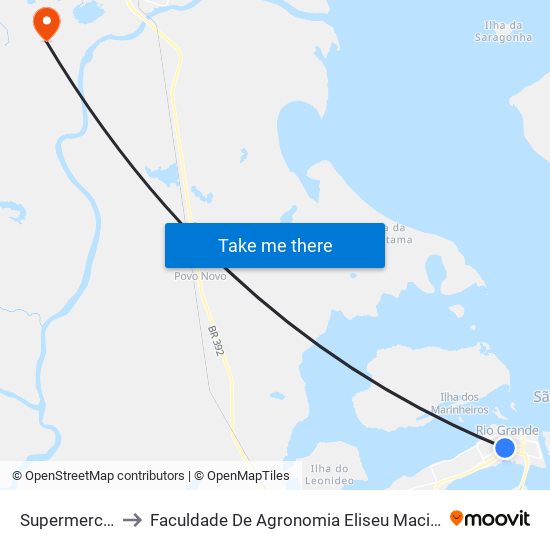 Supermercado Big to Faculdade De Agronomia Eliseu Maciel - Faem - Prédio 02 map