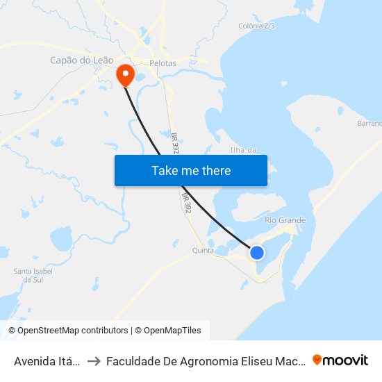 Avenida Itália, 1712 to Faculdade De Agronomia Eliseu Maciel - Faem - Prédio 02 map