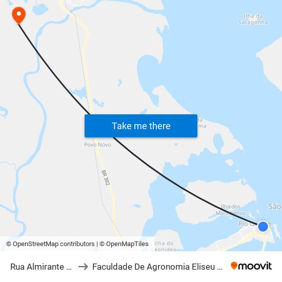 Rua Almirante Barroso, 144 to Faculdade De Agronomia Eliseu Maciel - Faem - Prédio 02 map