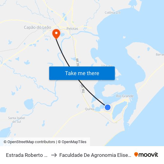 Estrada Roberto Socoowski, 1530 to Faculdade De Agronomia Eliseu Maciel - Faem - Prédio 02 map