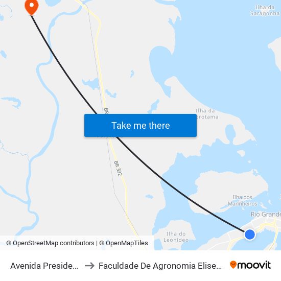 Avenida Presidente Vargas, 823 to Faculdade De Agronomia Eliseu Maciel - Faem - Prédio 02 map
