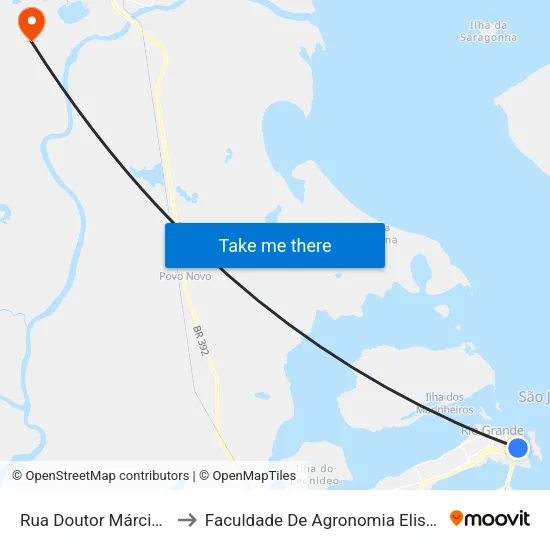 Rua Doutor Márciano Espíndola, 160 to Faculdade De Agronomia Eliseu Maciel - Faem - Prédio 02 map