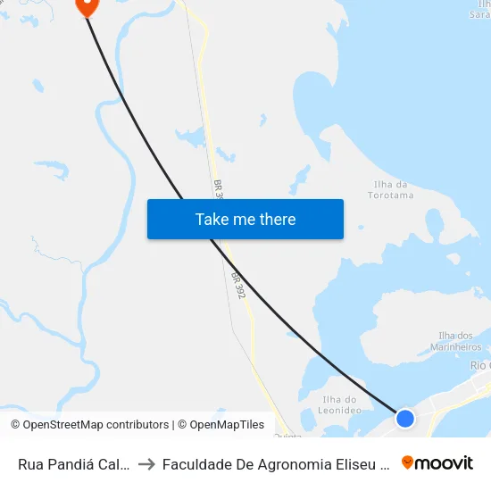 Rua Pandiá Calógeras, 1118 to Faculdade De Agronomia Eliseu Maciel - Faem - Prédio 02 map