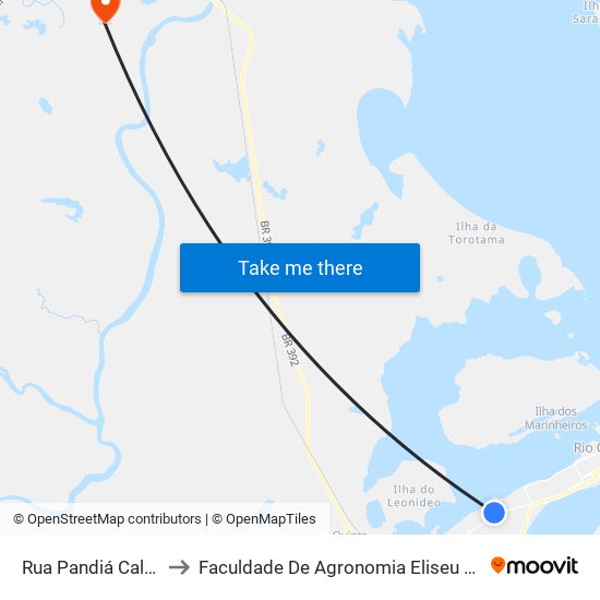 Rua Pandiá Calógeras, 1118 to Faculdade De Agronomia Eliseu Maciel - Faem - Prédio 02 map