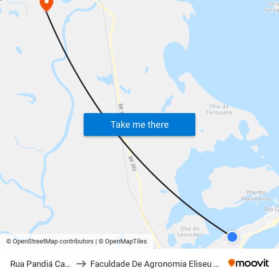 Rua Pandiá Calógeras, 724 to Faculdade De Agronomia Eliseu Maciel - Faem - Prédio 02 map