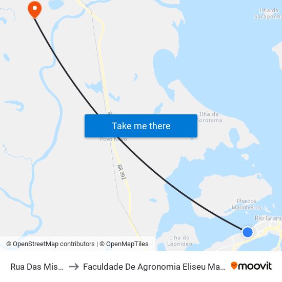 Rua Das Missões, 348 to Faculdade De Agronomia Eliseu Maciel - Faem - Prédio 02 map