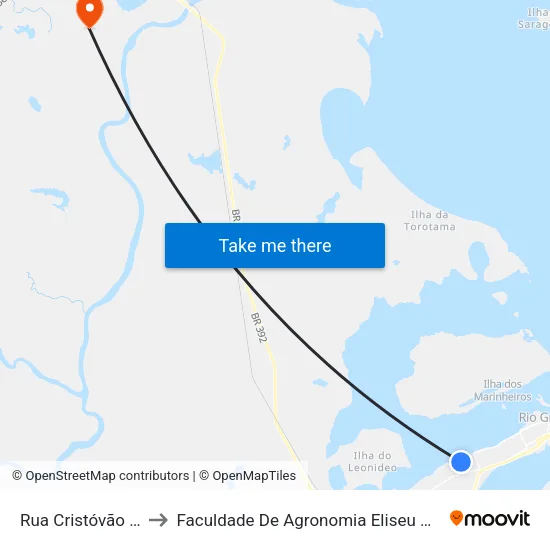 Rua Cristóvão Pereira, 405 to Faculdade De Agronomia Eliseu Maciel - Faem - Prédio 02 map