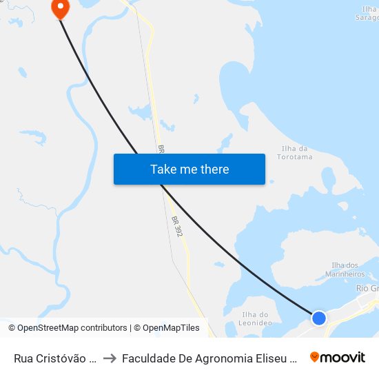 Rua Cristóvão Pereira, 301 to Faculdade De Agronomia Eliseu Maciel - Faem - Prédio 02 map