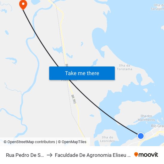 Rua Pedro De Sá Freitas, 250 to Faculdade De Agronomia Eliseu Maciel - Faem - Prédio 02 map