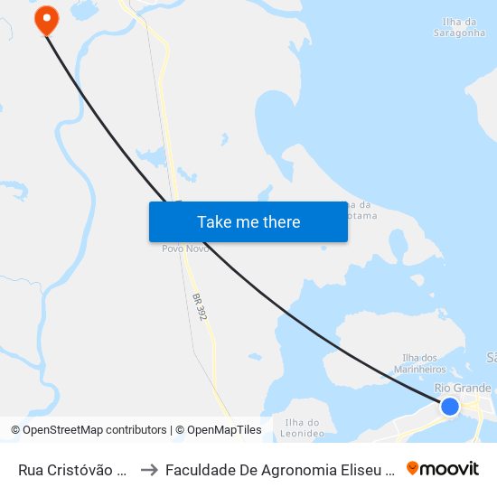 Rua Cristóvão Colombo, 587 to Faculdade De Agronomia Eliseu Maciel - Faem - Prédio 02 map