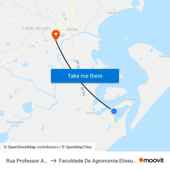 Rua Professor Alberto Sá, 1481 to Faculdade De Agronomia Eliseu Maciel - Faem - Prédio 02 map