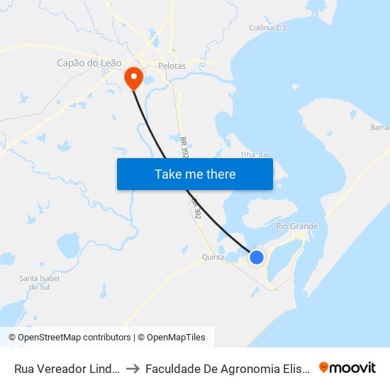 Rua Vereador Lindomar Rodrigues, 2 to Faculdade De Agronomia Eliseu Maciel - Faem - Prédio 02 map