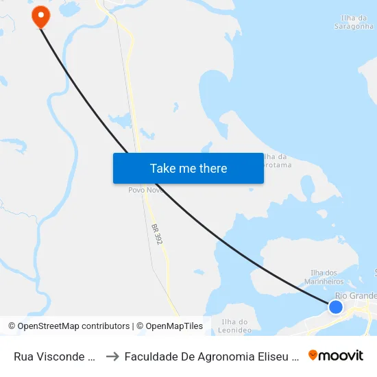 Rua Visconde De Mauá, 552 to Faculdade De Agronomia Eliseu Maciel - Faem - Prédio 02 map