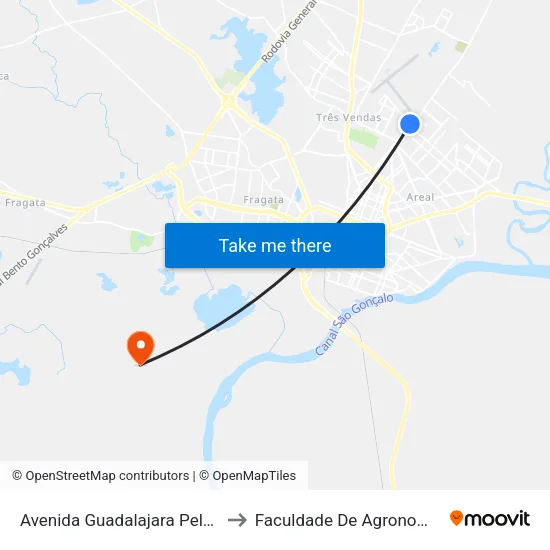 Avenida Guadalajara Pelotas - Rio Grande Do Sul 96060 Brasil to Faculdade De Agronomia Eliseu Maciel - Faem - Prédio 02 map