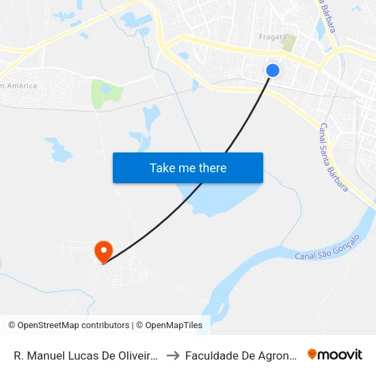 R. Manuel Lucas De Oliveira 1606 - Fragata Pelotas - Rs 96030-370 Brasil to Faculdade De Agronomia Eliseu Maciel - Faem - Prédio 02 map