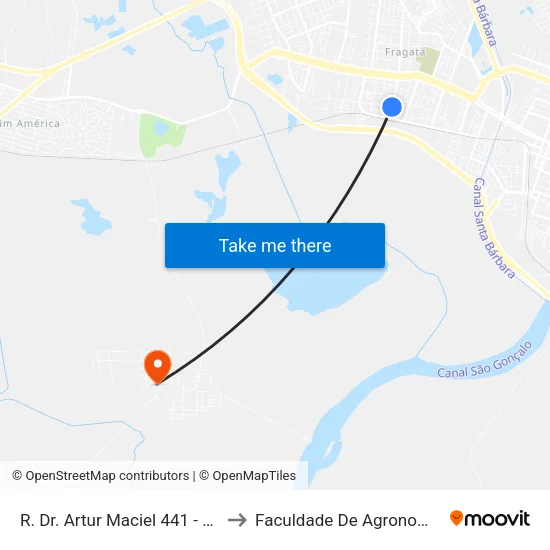 R. Dr. Artur Maciel 441 - Fragata Pelotas - Rs 96030-620 Brasil to Faculdade De Agronomia Eliseu Maciel - Faem - Prédio 02 map