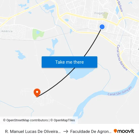 R. Manuel Lucas De Oliveira 1389-1429 - Fragata Pelotas - Rs 96030-370 Brasil to Faculdade De Agronomia Eliseu Maciel - Faem - Prédio 02 map