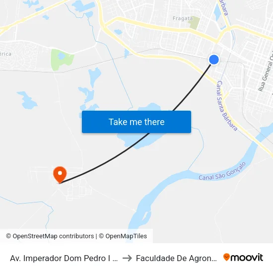 Av. Imperador Dom Pedro I 101-175 - Fragata Pelotas - Rs 96030-350 Brasil to Faculdade De Agronomia Eliseu Maciel - Faem - Prédio 02 map