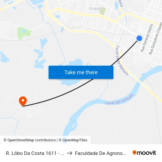 R. Lôbo Da Costa 1611 - Centro Pelotas - Rs 96010-150 Brasil to Faculdade De Agronomia Eliseu Maciel - Faem - Prédio 02 map