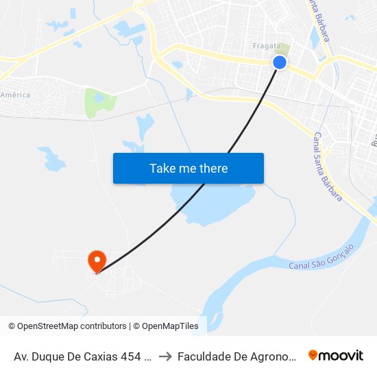 Av. Duque De Caxias 454 - Fragata Pelotas - Rs 96030-000 Brasil to Faculdade De Agronomia Eliseu Maciel - Faem - Prédio 02 map