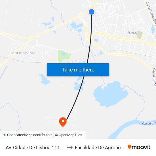 Av. Cidade De Lisboa 1114a - Fragata Pelotas - Rs 96050-510 Brasil to Faculdade De Agronomia Eliseu Maciel - Faem - Prédio 02 map