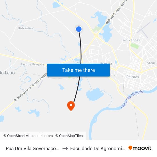 Rua Um Vila Governaço 440 - Fragata Pelotas - Rs Brasil to Faculdade De Agronomia Eliseu Maciel - Faem - Prédio 02 map