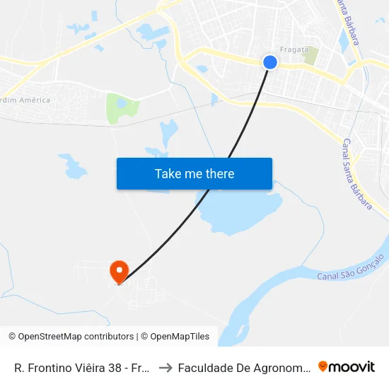 R. Frontino Viêira 38 - Fragata Pelotas - Rs 96040-700 Brasil to Faculdade De Agronomia Eliseu Maciel - Faem - Prédio 02 map