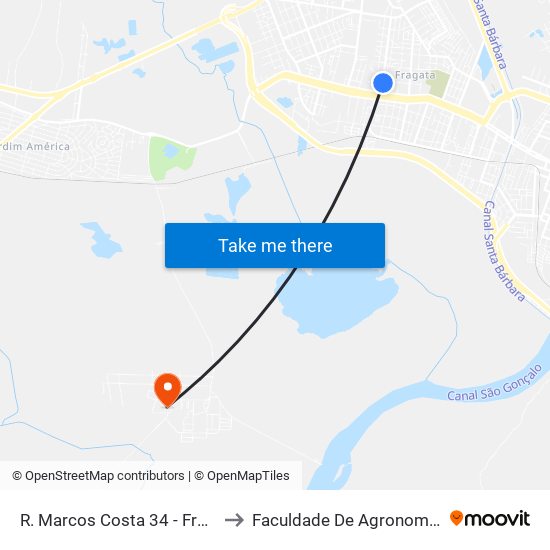 R. Marcos Costa 34 - Fragata Pelotas - Rs 96040-750 Brasil to Faculdade De Agronomia Eliseu Maciel - Faem - Prédio 02 map