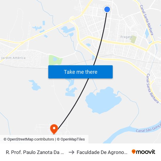 R. Prof. Paulo Zanota Da Cruz 251-271 - Fragata Pelotas - Rs Brasil to Faculdade De Agronomia Eliseu Maciel - Faem - Prédio 02 map