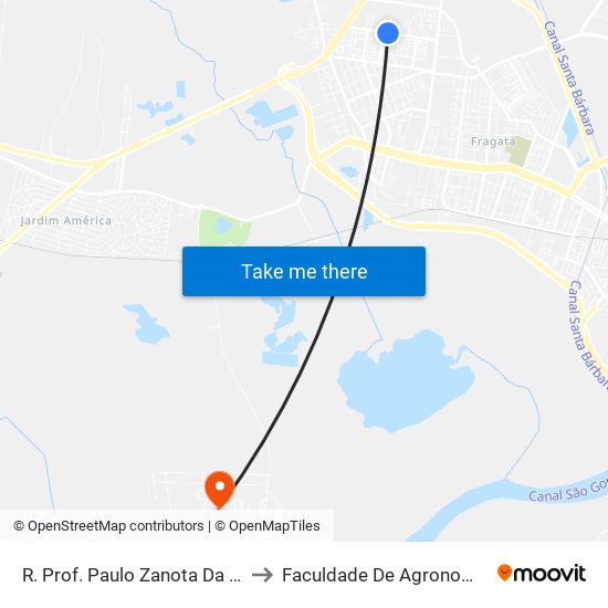 R. Prof. Paulo Zanota Da Cruz 791 - Fragata Pelotas - Rs Brasil to Faculdade De Agronomia Eliseu Maciel - Faem - Prédio 02 map