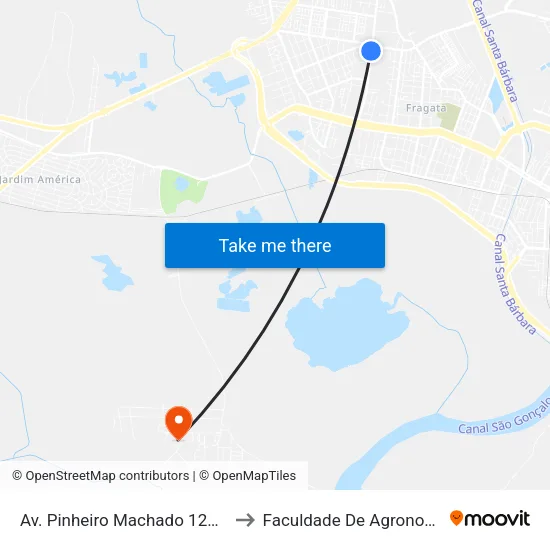 Av. Pinheiro Machado 1230 - Fragata Pelotas - Rs 96040-500 Brasil to Faculdade De Agronomia Eliseu Maciel - Faem - Prédio 02 map