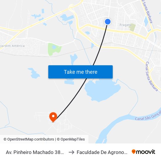 Av. Pinheiro Machado 385 - Fragata Pelotas - Rs 96040-500 Brasil to Faculdade De Agronomia Eliseu Maciel - Faem - Prédio 02 map