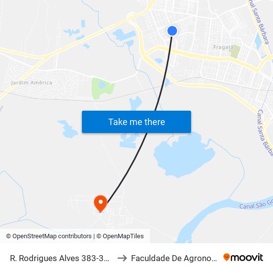 R. Rodrigues Alves 383-399 - Fragata Pelotas - Rs 96045-640 Brasil to Faculdade De Agronomia Eliseu Maciel - Faem - Prédio 02 map